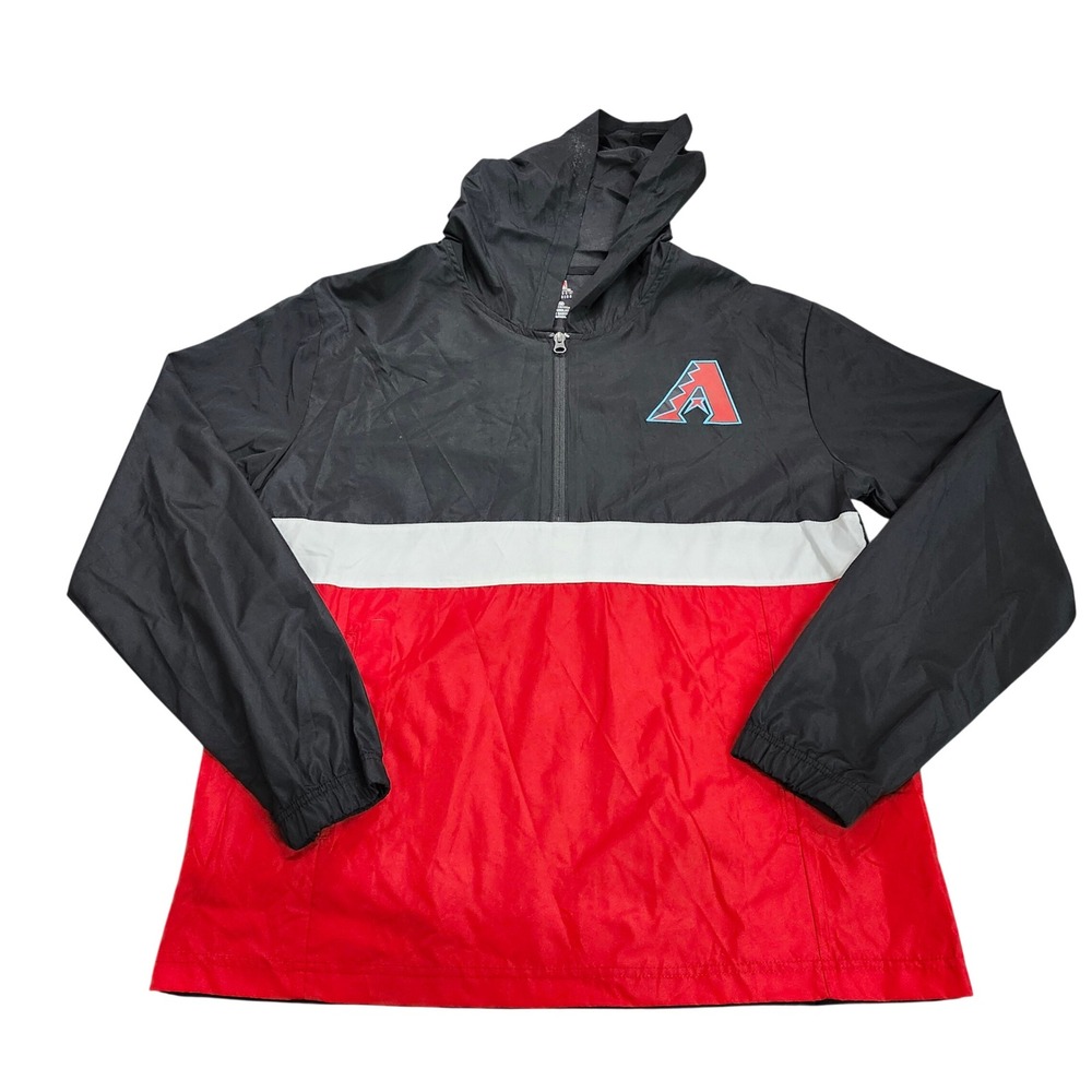Arizona Diamondbacks Men M Black MLB Windbreaker Genuine Merchandise EUC